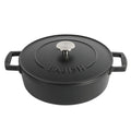 Babish 3 Quart Round Enameled Cast Iron Braiser Pan with Self-Basting Lid in Black