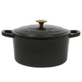 Crock Pot Artisan 7 Quart Round Enameled Cast Iron Dutch Oven in Black with Gold Handle