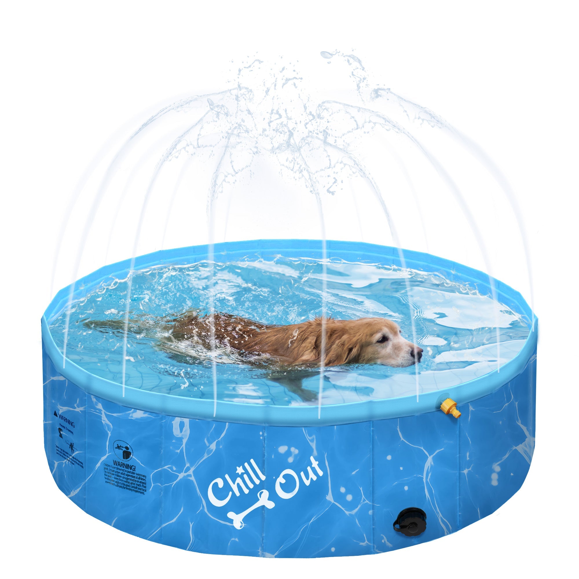 Chill Out - Dog Pool - 2-in-1 Foldable Sprinking Pool  for Outdoor Backyard