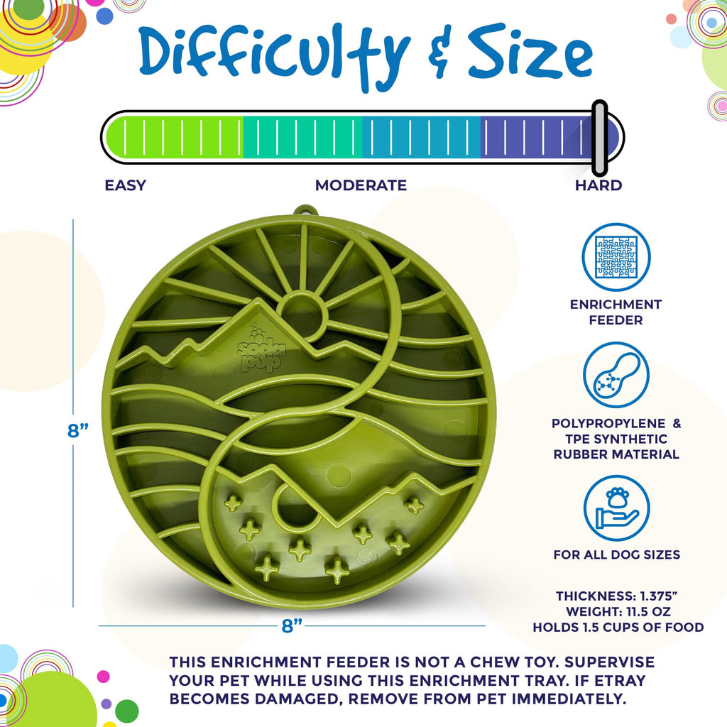 Sun and Moon eTray - Shallow Slow Feeder Dog Bowl for Enrichment | USA Made