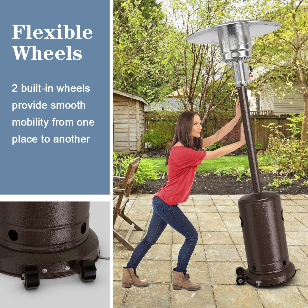 50000 BTU Garden Propane Standing LP Gas Steel Accessories Heater-Bronze