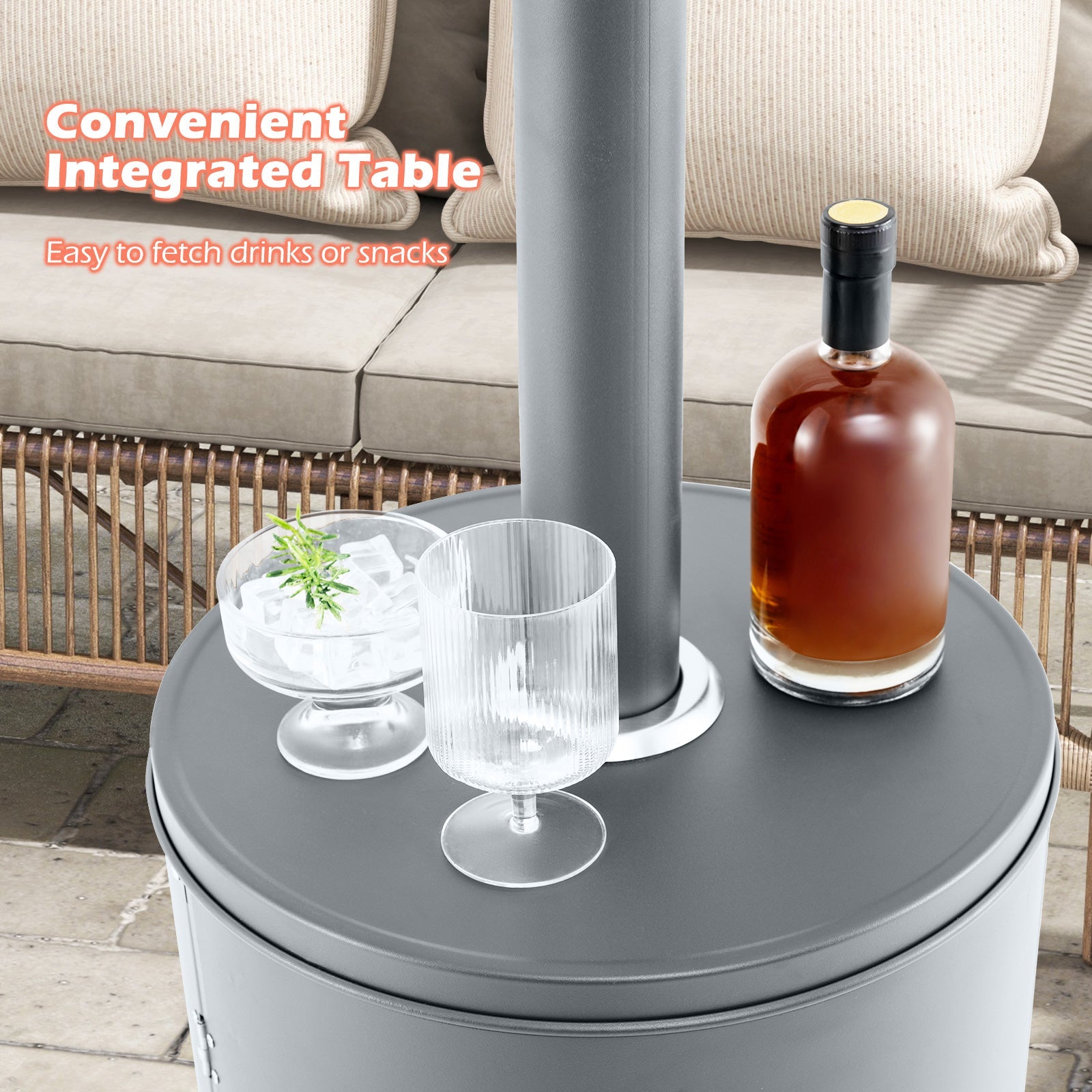 50000 BTU Propane Patio Heater with Round Table Design-Gray