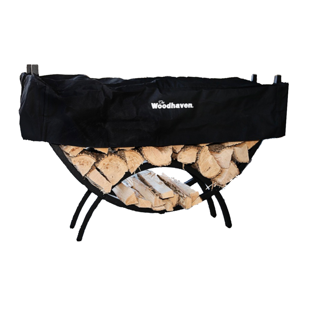 The Woodhaven 5ft Crescent Firewood Rack and Cover