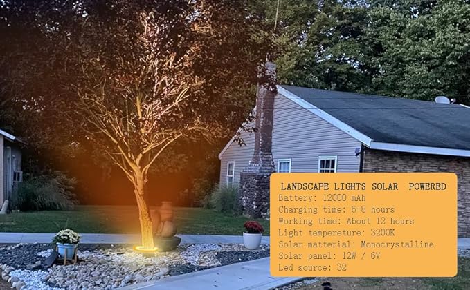 Aluminum Solar Palm Tree Lights Outdoor Uplight Landscape Spotlights Solar Powered 32 LEDs