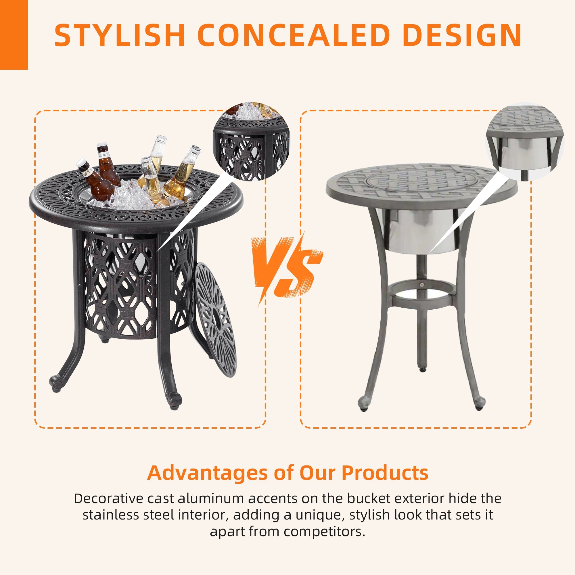 21-Inch Side Table with Removable Ice Bucket