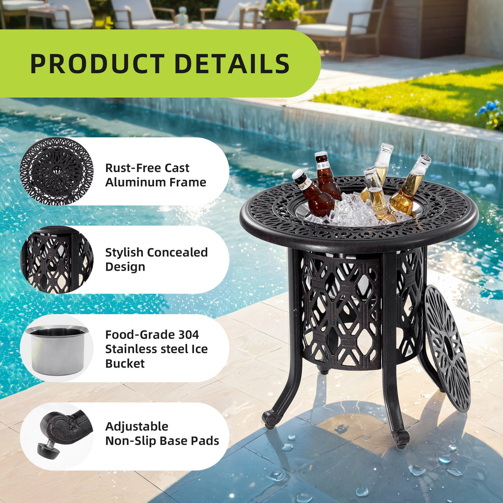 21-Inch Side Table with Removable Ice Bucket