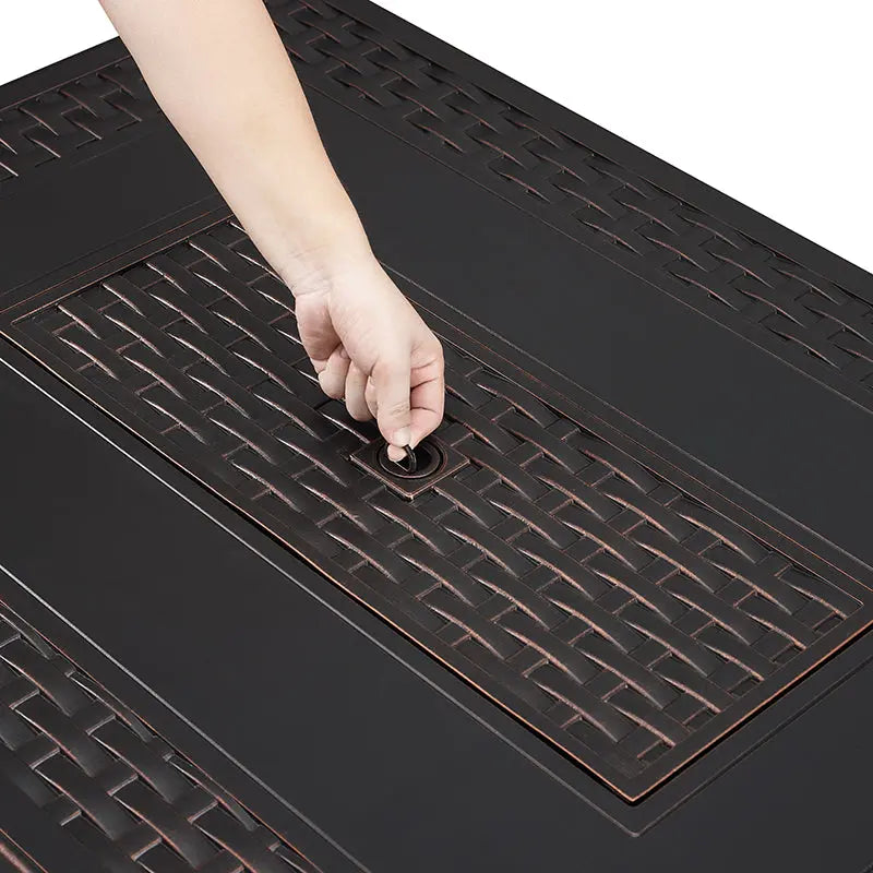 Albany 44" Rectangular Woven Aluminum Convertible Gas Fire Pit Table