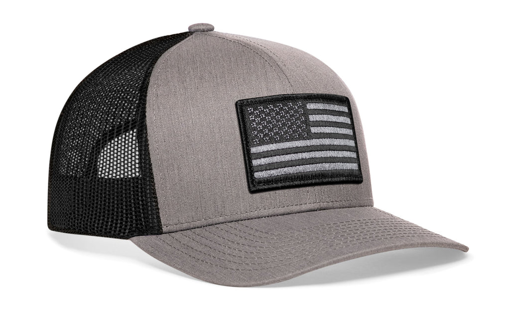 American Flag Trucker Hat  |  Gray-Black USA Tactical Snapback