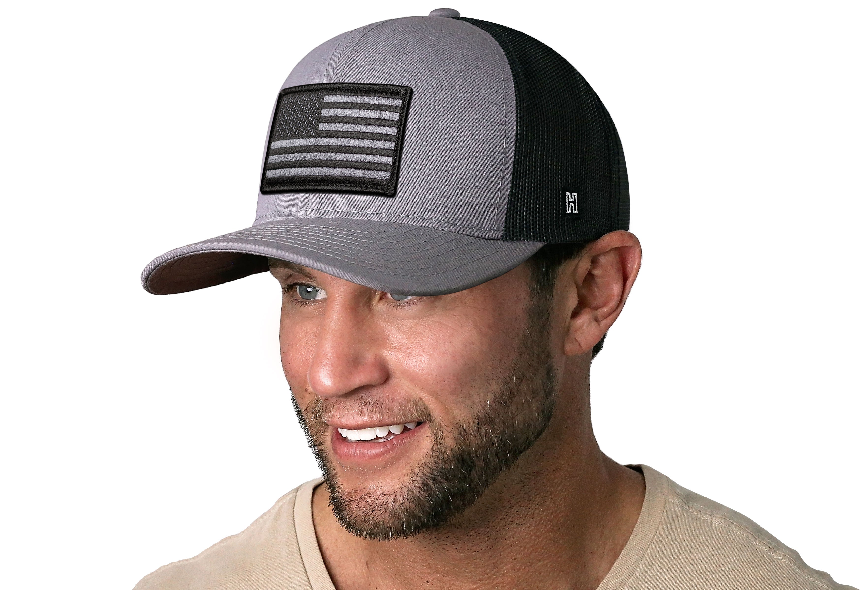 American Flag Trucker Hat  |  Gray-Black USA Tactical Snapback
