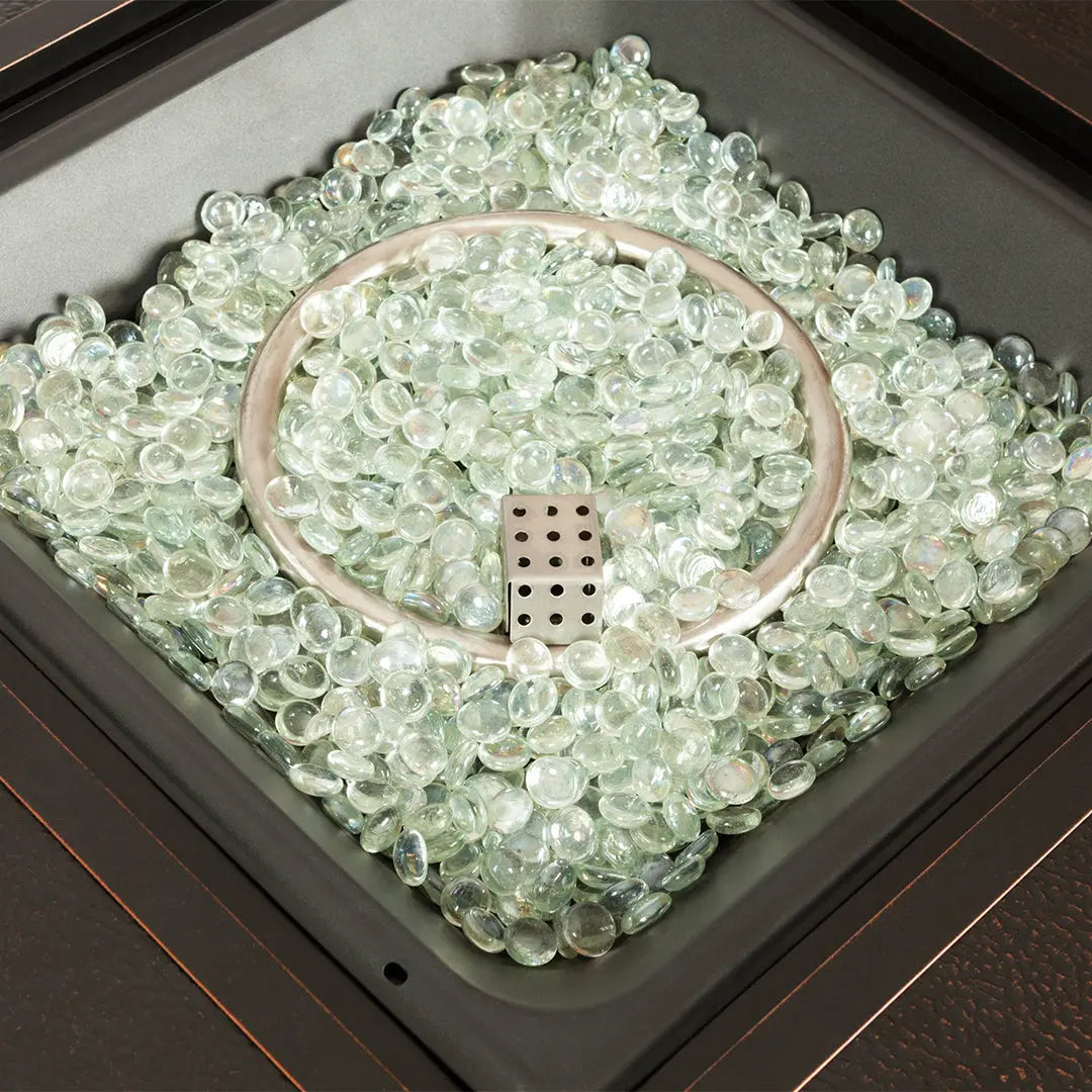 Armstrong 42" Square Basketweave Aluminum Convertible Gas Fire Pit Table