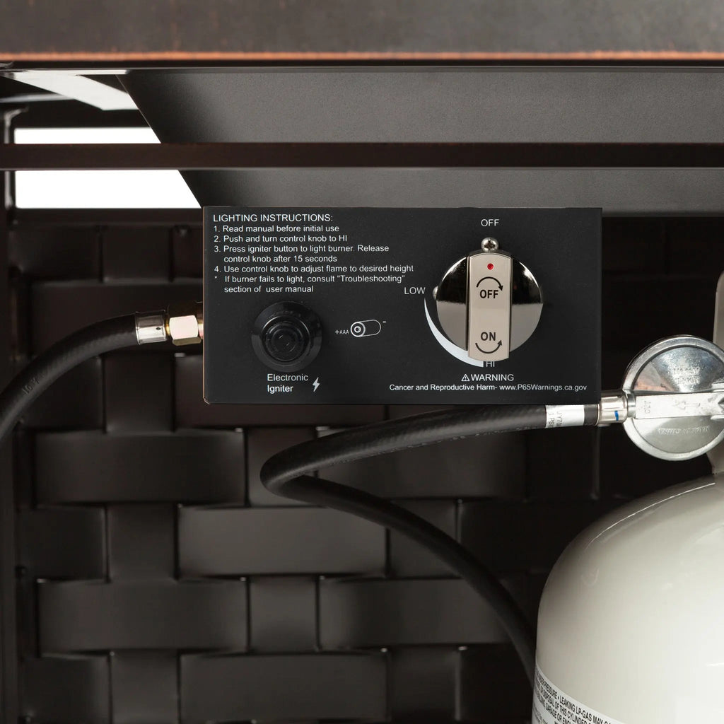 Armstrong 42" Square Basketweave Aluminum Convertible Gas Fire Pit Table