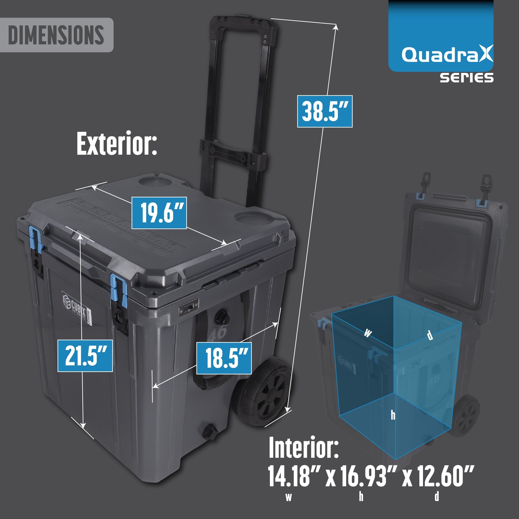 46 Quart Rotomolded Cooler With Wheels - QuadraX