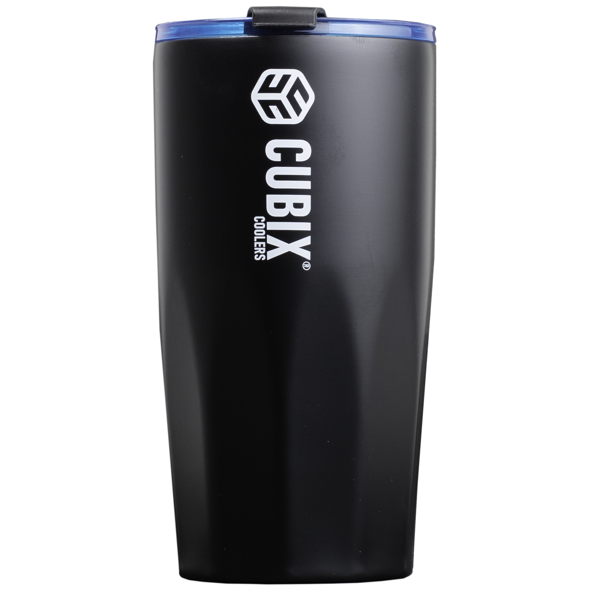 Cubix Outdoors 20oz Steel Insulated Tumbler with Dual-Function Lid-Black w/ Blue Lid