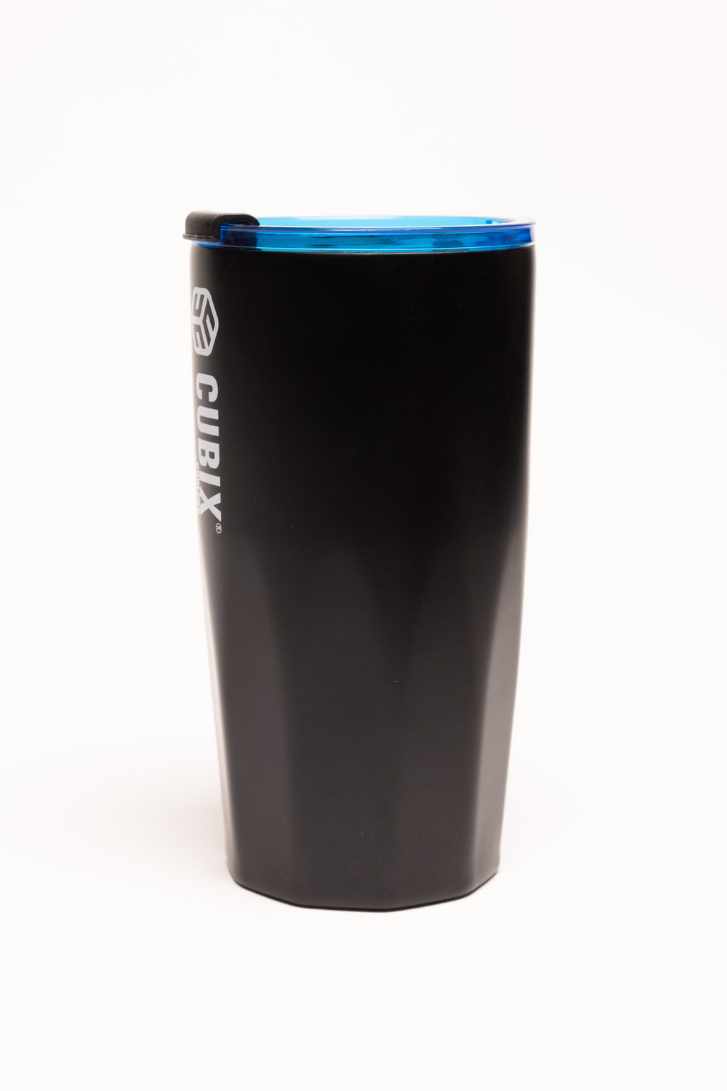 Cubix Outdoors 20oz Steel Insulated Tumbler with Dual-Function Lid-Black w/ Blue Lid