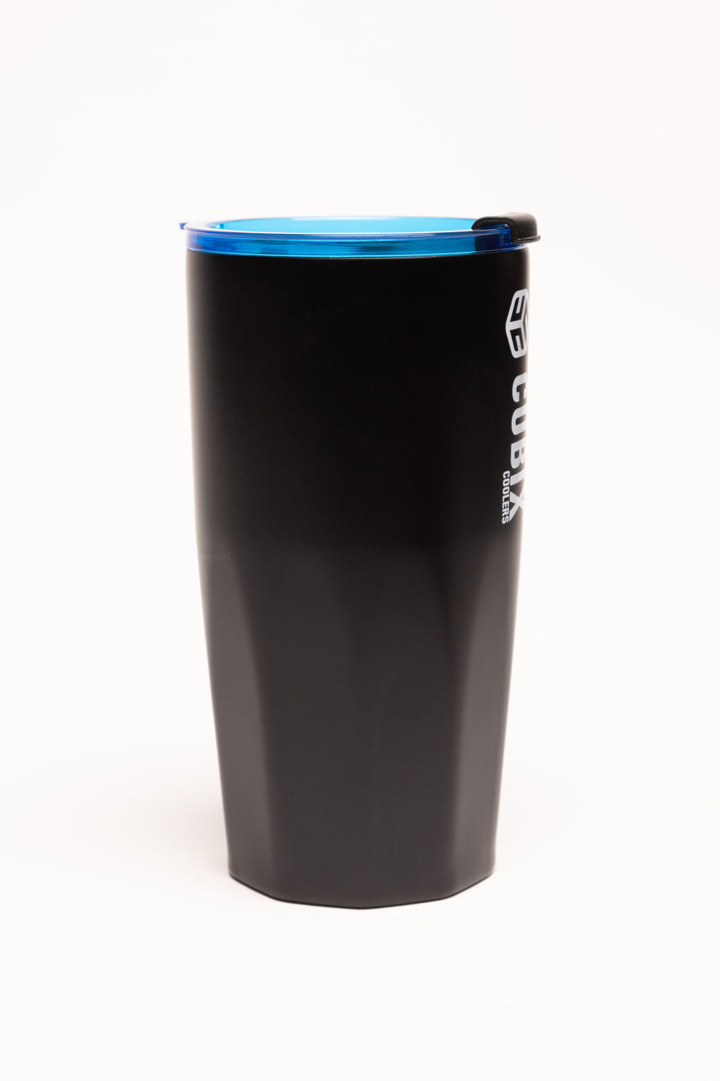 Cubix Outdoors 20oz Steel Insulated Tumbler with Dual-Function Lid-Black w/ Blue Lid