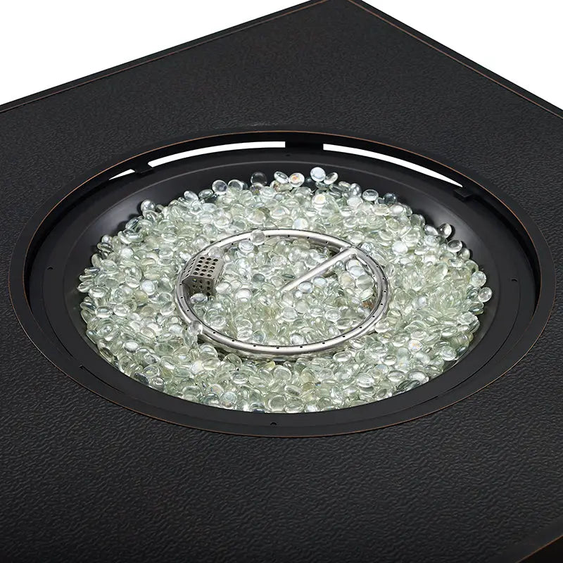 Clayton 40" Round Hammered Aluminum Convertible Gas Fire Pit Table