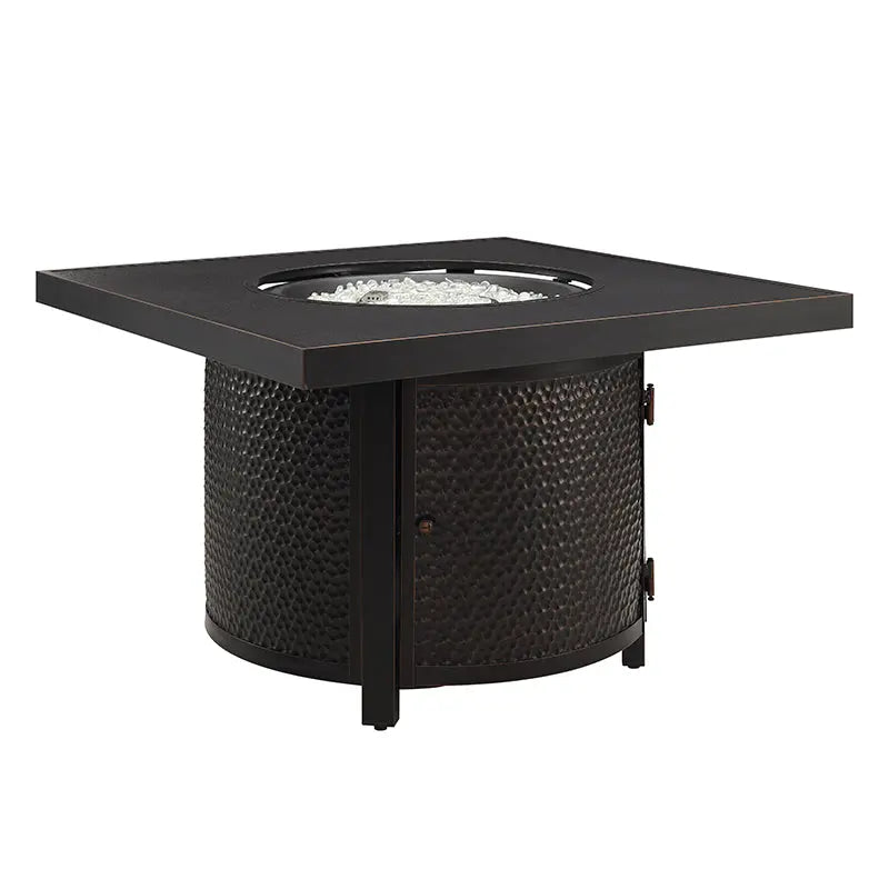Clayton 40" Round Hammered Aluminum Convertible Gas Fire Pit Table