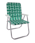 Green and White Stripe Classic Lawn Chair