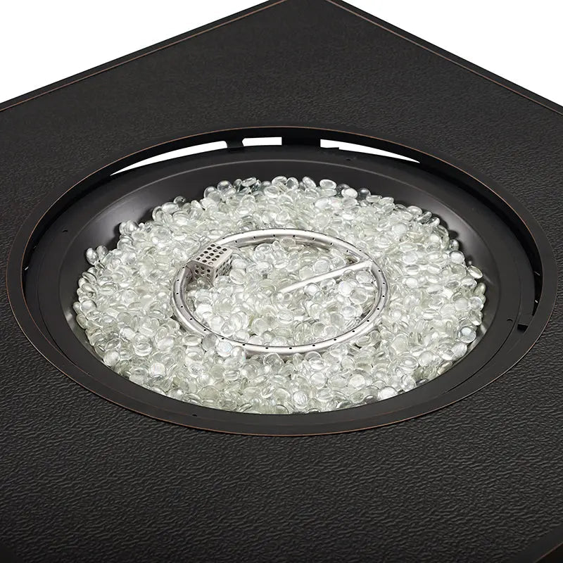 Dalton 40" Square Woven Aluminum Convertible Gas Fire Pit Table