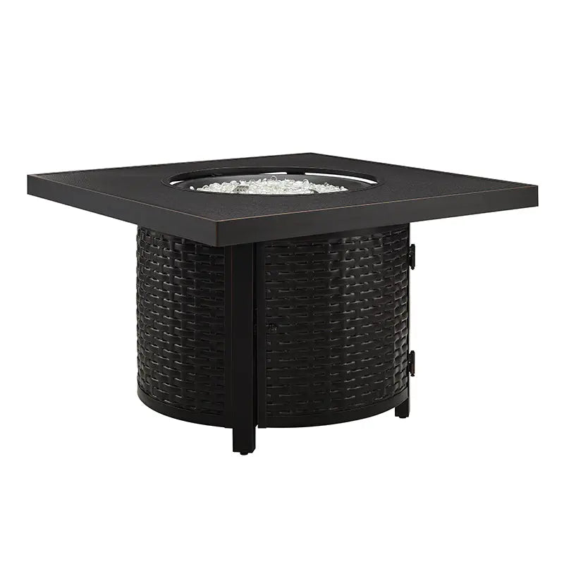Dalton 40" Square Woven Aluminum Convertible Gas Fire Pit Table