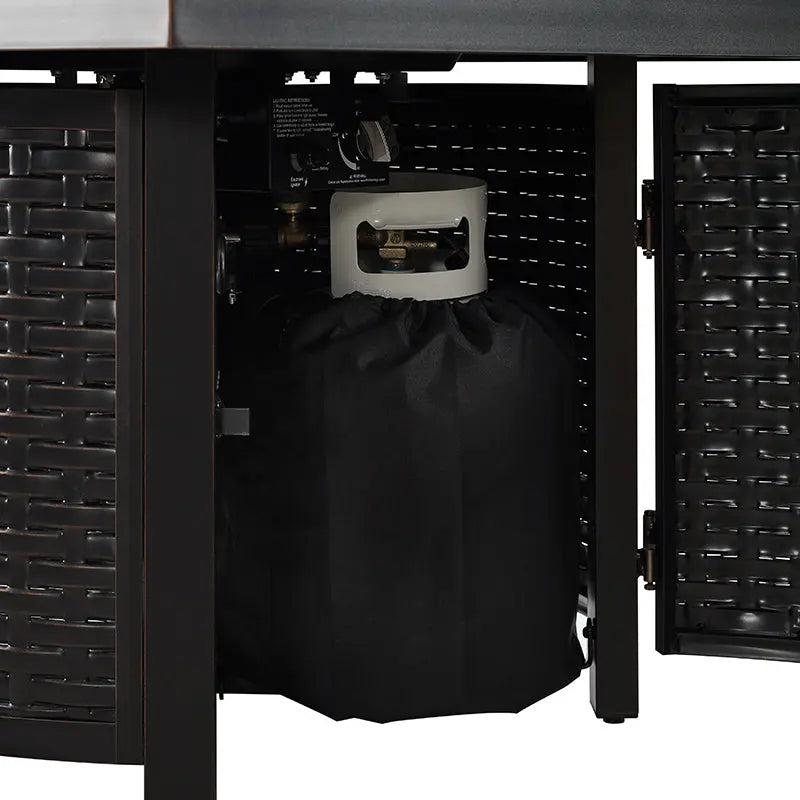 Dalton 40" Square Woven Aluminum Convertible Gas Fire Pit Table