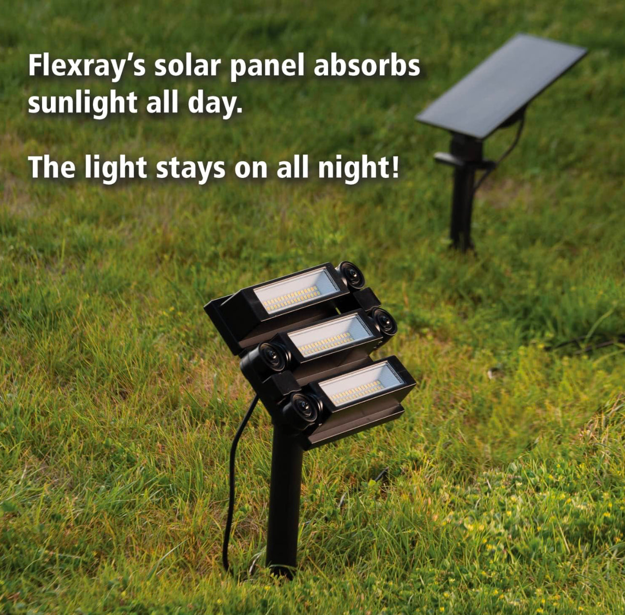 3 Color Temperature 180° Solar Powered Flood Light Outdoor 230 Lumen - Waterproof Bright LED Spotlight