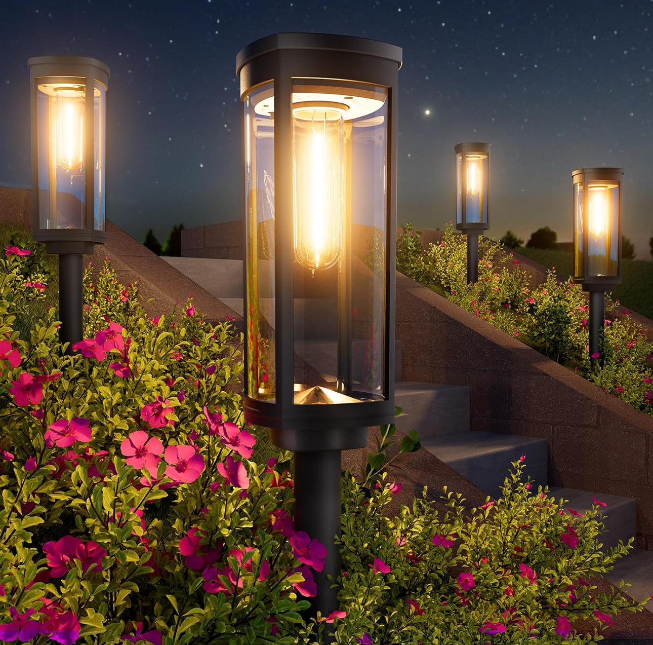 SmartYard 15 Lumen Bright Solar Lights Outdoor Pathway Lights Waterproof IP65, Auto On/Off 4 Pack