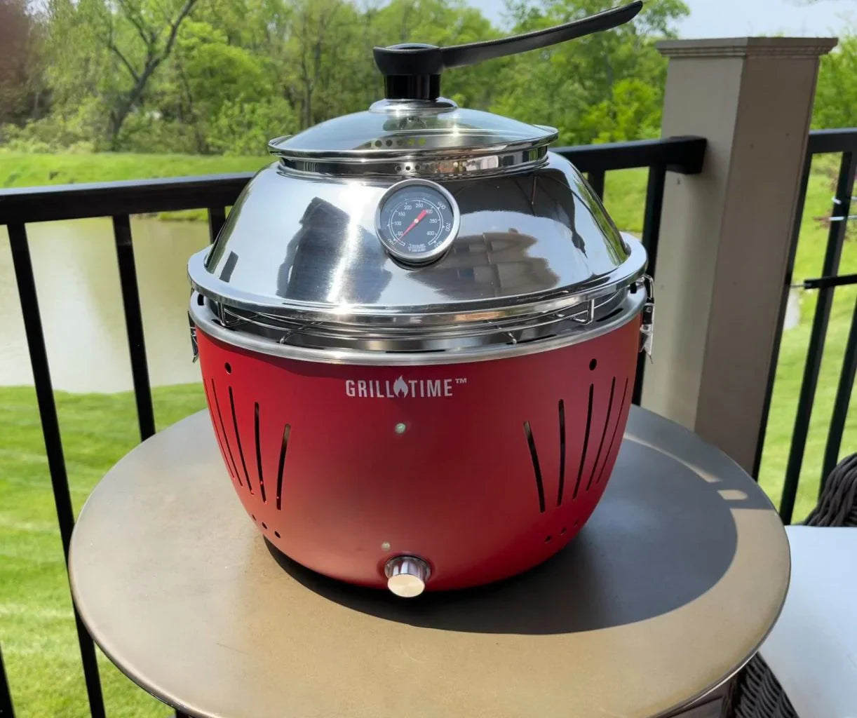 Grill Time Tailgater GTX Portable Charcoal Grill with Glass Hood Perfect for Camping Accessories