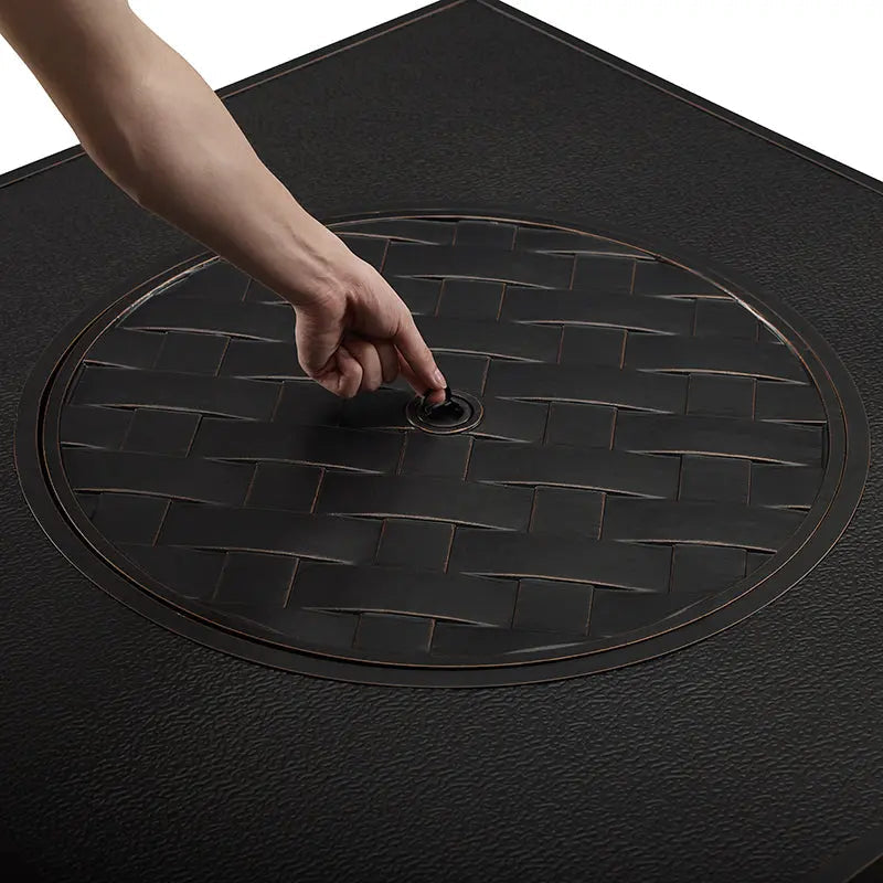 Henley 40" Round Aluminum Basketweave Convertible Gas Fire Pit Table