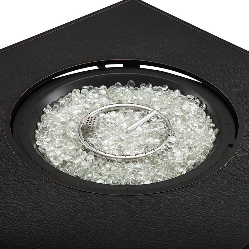 Henley 40" Round Aluminum Basketweave Convertible Gas Fire Pit Table