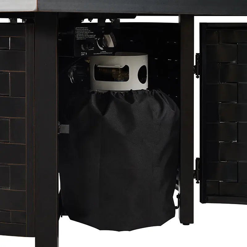 Henley 40" Round Aluminum Basketweave Convertible Gas Fire Pit Table