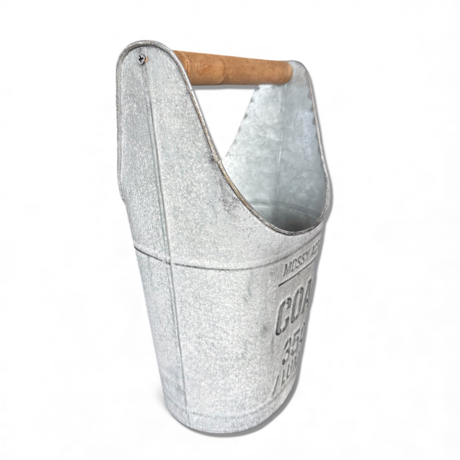 Metal Coal Bucket with Wood Handle