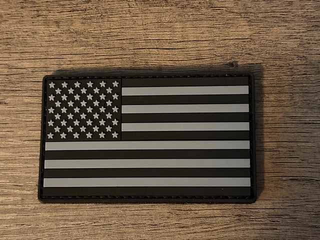 Black/Grey US American Flag Patch - Heavy Duty PVC/Rubber