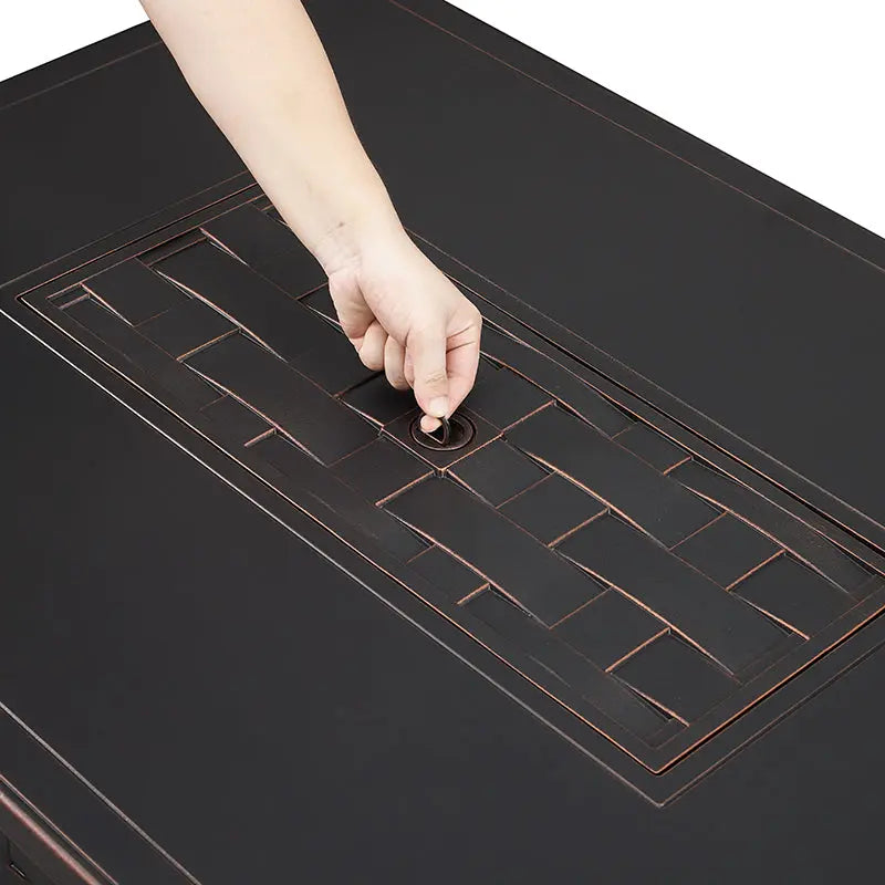 Preston 44" Rectangular Basketweave Aluminum Convertible Gas Fire Pit Table