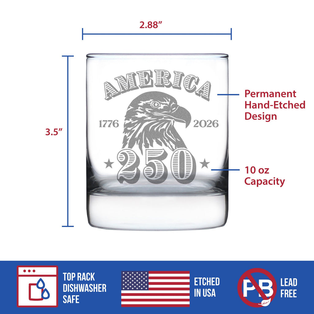 America's 250th Anniversary Engraved Rocks Glass