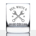 Red White & Blue Collar Engraved Rocks Glass