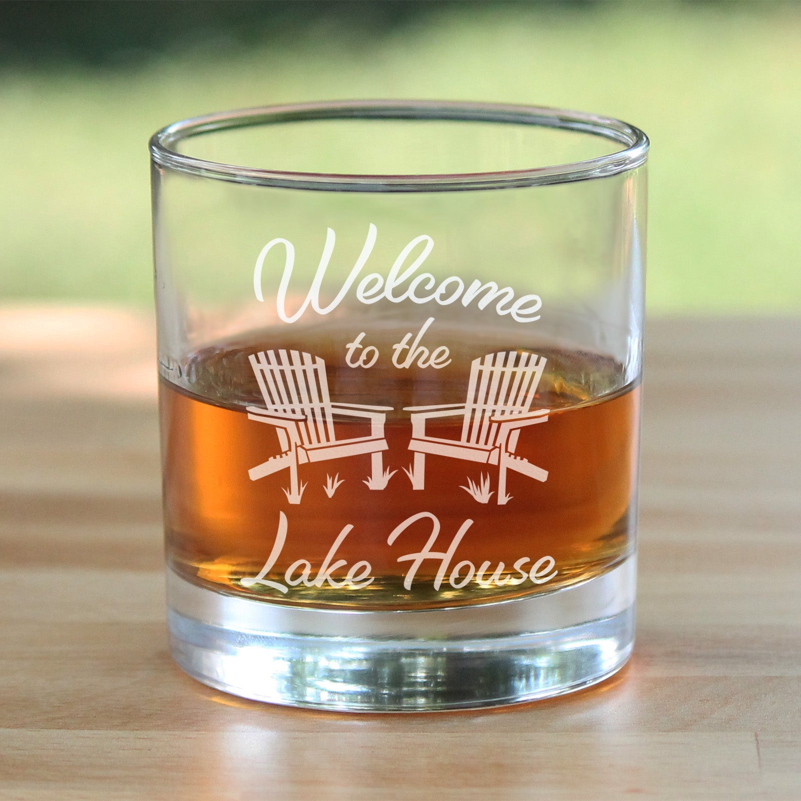 Welcome To The Lake House Whiskey Rocks Glass
