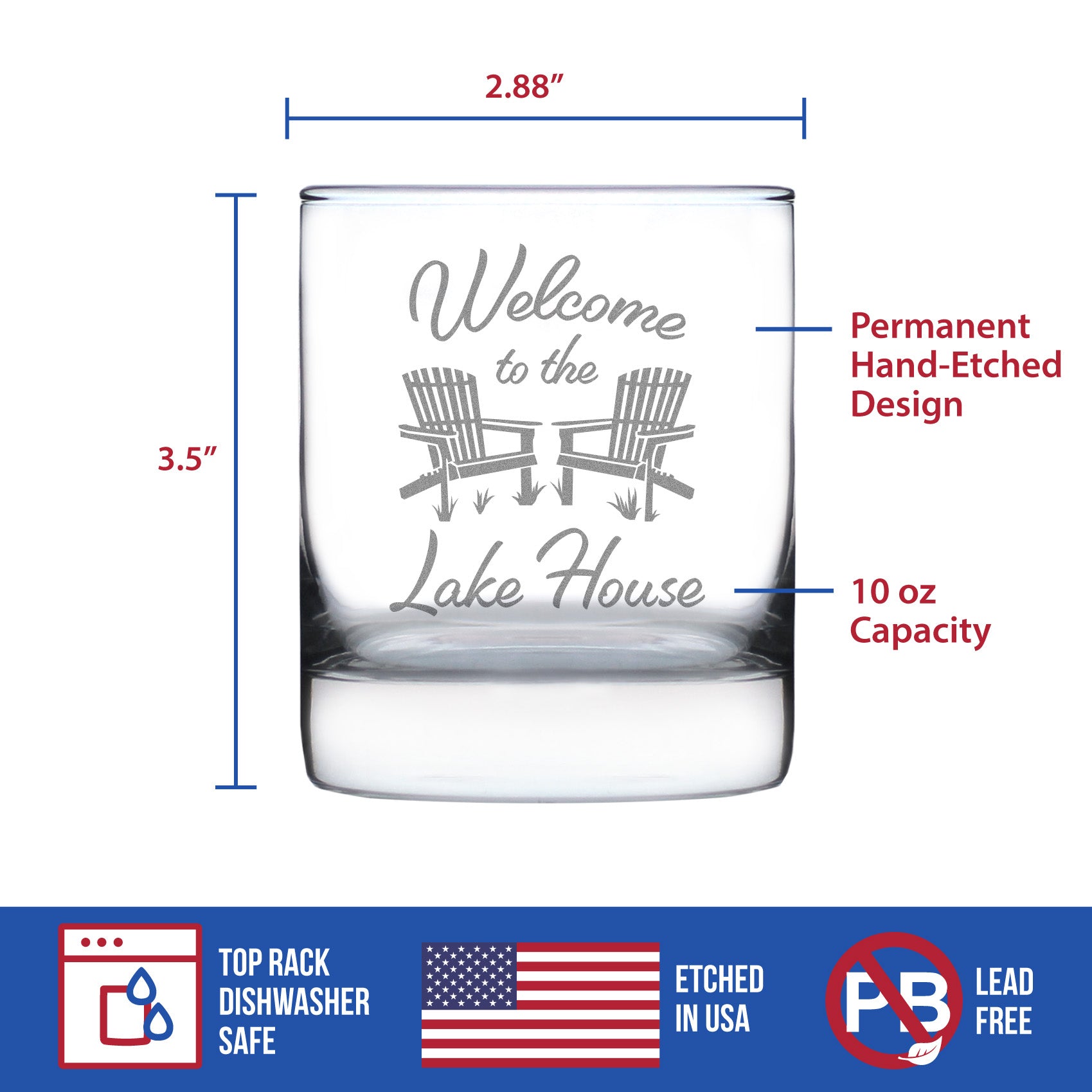 Welcome To The Lake House Whiskey Rocks Glass