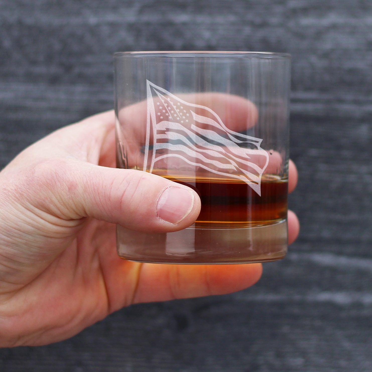 American Flag Whiskey Rocks Glass