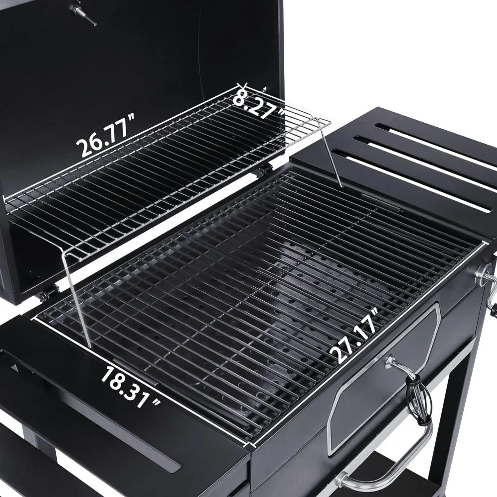 Royal Gourmet CD2030AN 30-Inch Charcoal Grill, Deluxe BBQ Smoker Picnic Camping Patio Backyard Cooking, Black, Large
