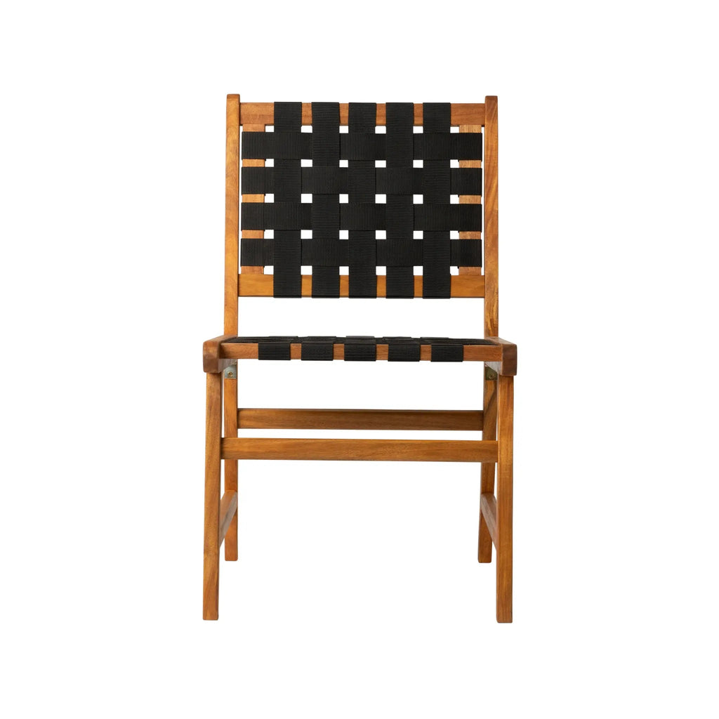 Sava Indoor Outdoor Armless Dining Side Chair in Black Webbing