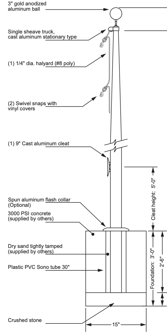 Tried & True Series Residential Aluminum Flagpole