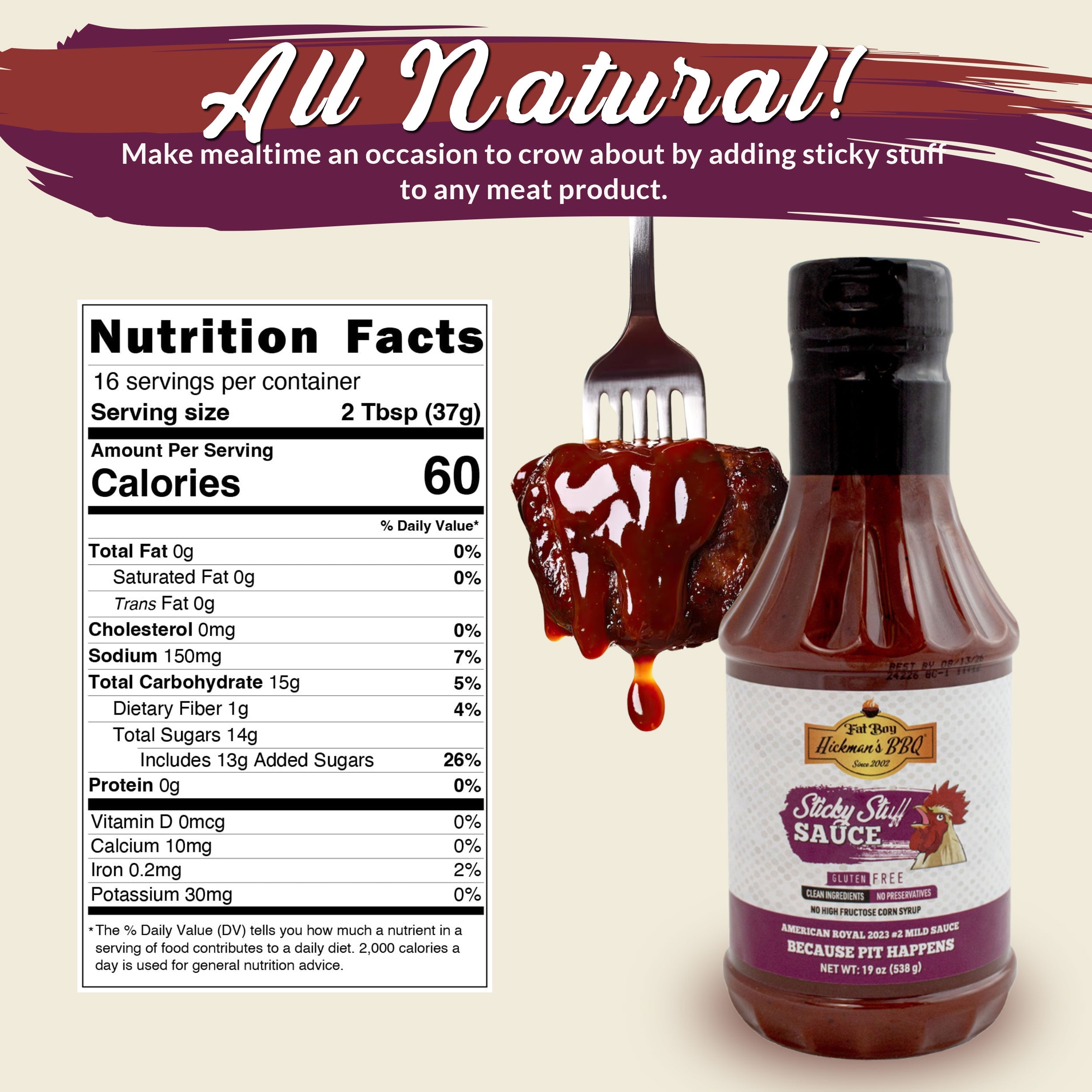 Sticky Stuff Gluten Free Natural BBQ Sauce 19 oz