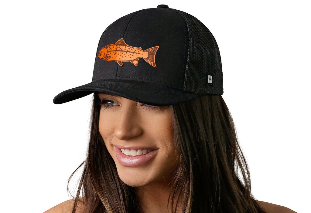 Salmon Trucker Hat  |  Black Salmon Snapback