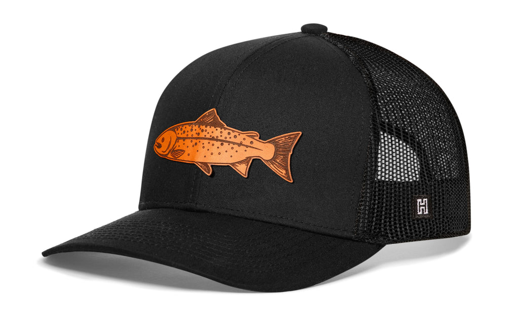 Salmon Trucker Hat  |  Black Salmon Snapback