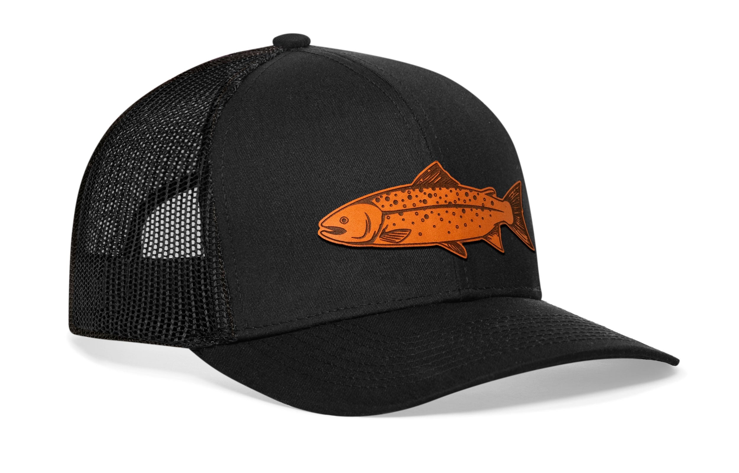 Salmon Trucker Hat  |  Black Salmon Snapback