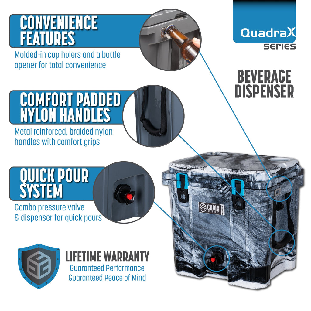 5 Gallon, 2-in-1 Beverage Dispenser/Cooler - QuadraX Hard Cooler