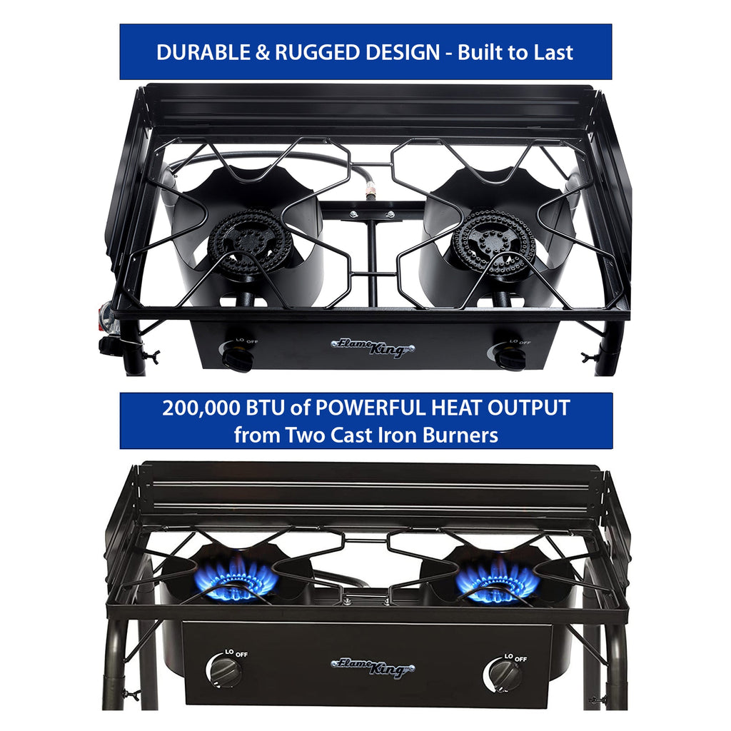 Flame King Outdoor Propane Double Dual Burner Cooker Stove