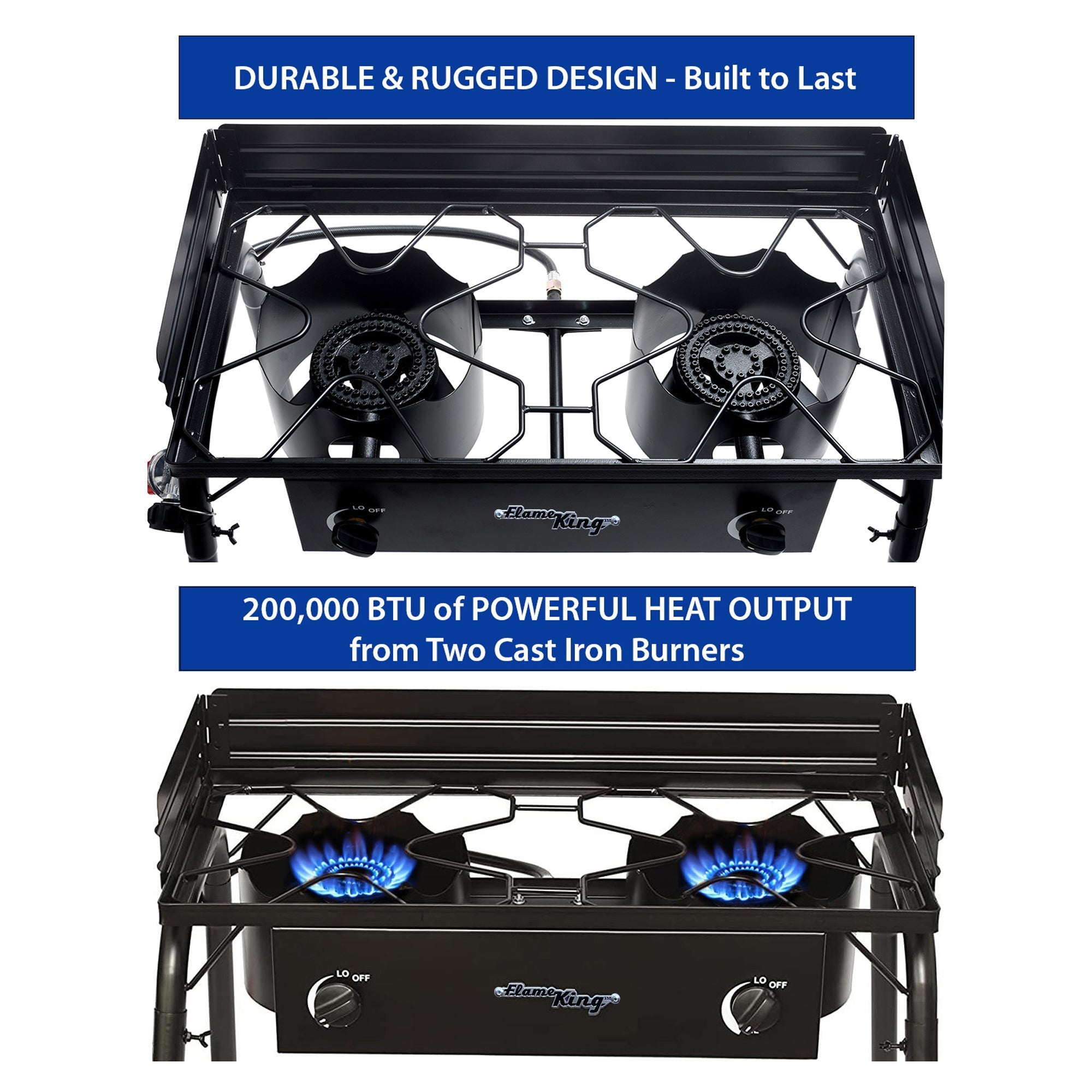 Flame King Outdoor Propane Double Dual Burner Cooker Stove