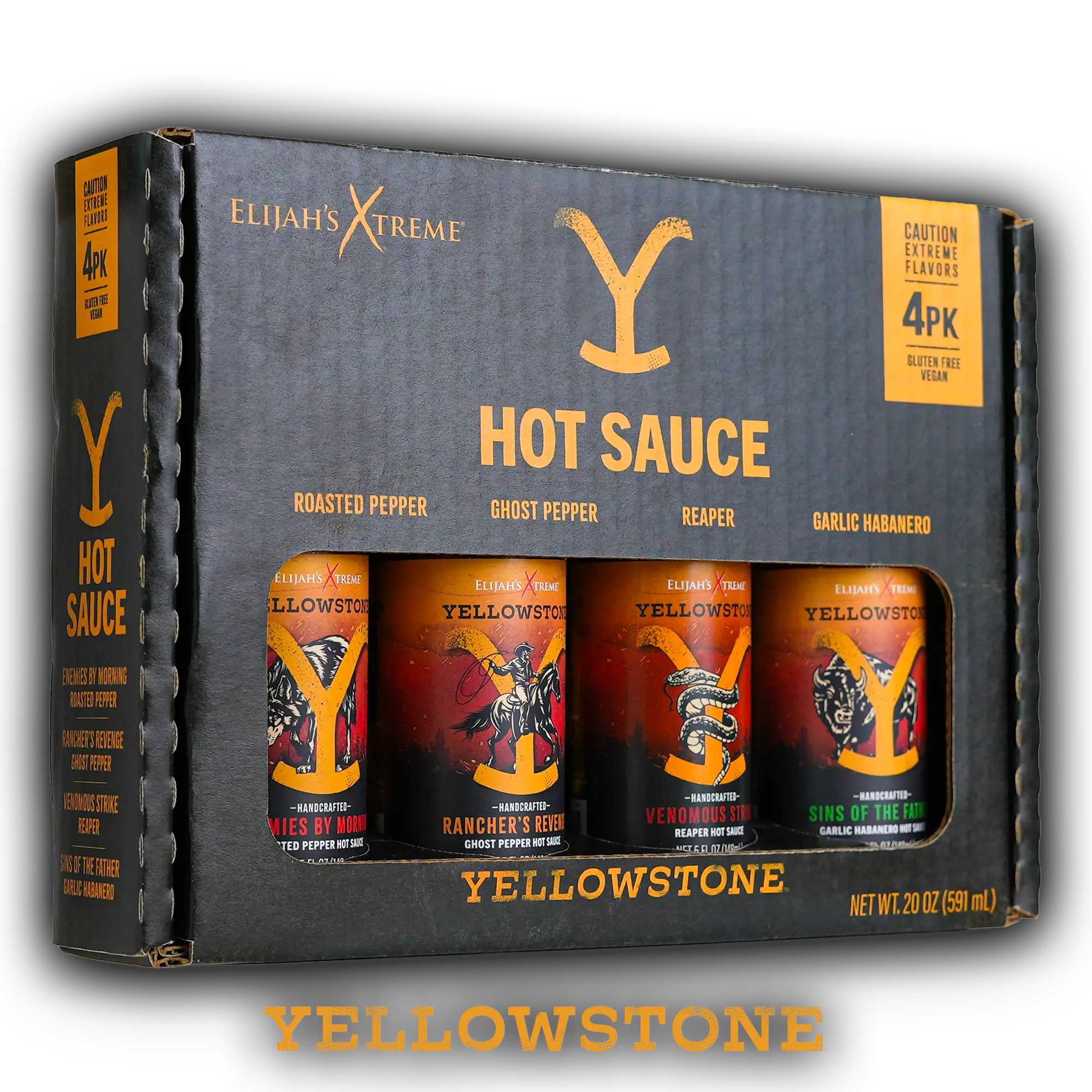 Yellowstone Hot Sauce Variety Pack 4 Bottles